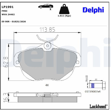 Delphi | Bremsbelagsatz, Scheibenbremse | LP1991