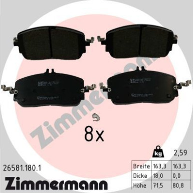 Zimmermann | Bremsbelagsatz, Scheibenbremse | 26581.180.1