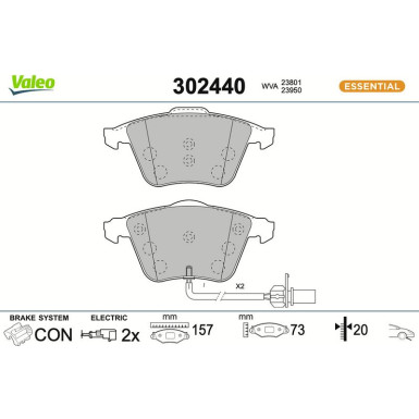 Valeo Bremsbelagsatz, Scheibenbremse ESSENTIAL 302440