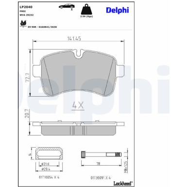 LP2040 Bremsbelagsatz, Scheibenfeststellbremse