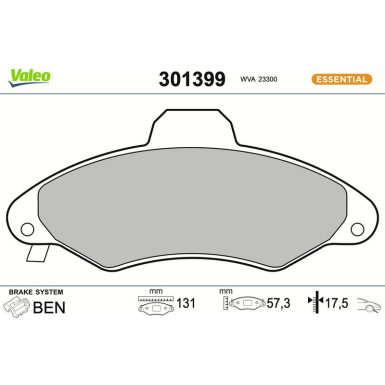 Valeo | Bremsbelagsatz, Scheibenbremse | 301399