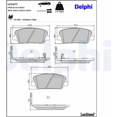 Delphi | Bremsbelagsatz, Scheibenbremse | LP2477