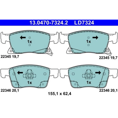 Bremsbelagsatz, Scheibenbremse ATE Ceramic 13.0470-7324.2