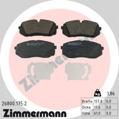 Zimmermann | Bremsbelagsatz, Scheibenbremse | 26800.175.2