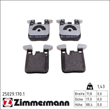 Zimmermann Bremsbelagsatz, Scheibenbremse 25029.170.1