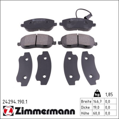 Zimmermann Bremsbelagsatz, Scheibenbremse 24294.190.1