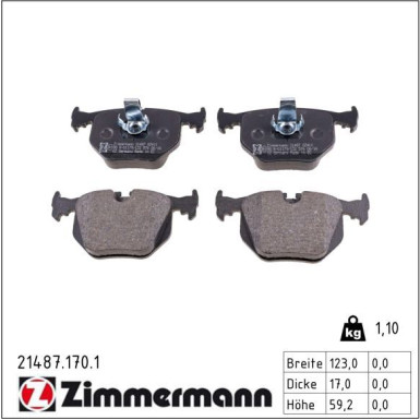 Zimmermann Bremsbelagsatz, Scheibenbremse 21487.170.1