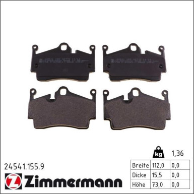 Zimmermann Bremsbelagsatz, Scheibenbremse pb:z 24541.155.9