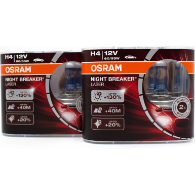 Glühlampe, Scheinwerfer | 2 x Osram | Night Breaker Laser H4 (Duo Box) | 64193NBL-HCB