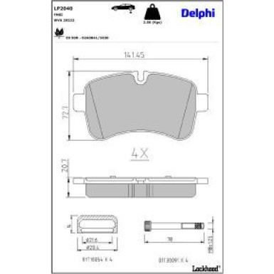 Delphi Bremsbelagsatz, Scheibenbremse LP2040