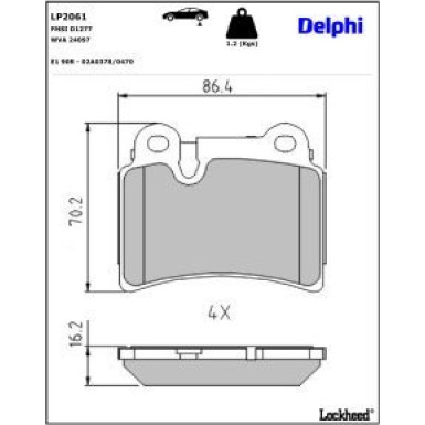 Delphi Bremsbelagsatz, Scheibenbremse LP2061