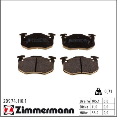 Zimmermann Bremsbelagsatz, Scheibenbremse 20974.110.1