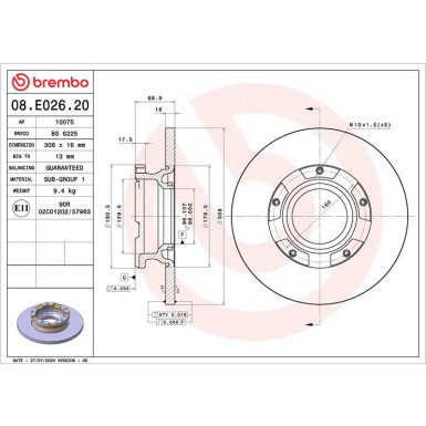 Brembo Bremsscheibe PRIME LINE 08.E026.20