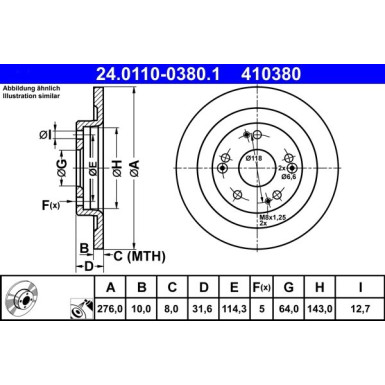 ATE | Bremsensatz, Scheibenbremse | 24.0110-0380.1 + 13.0460-7290.2
