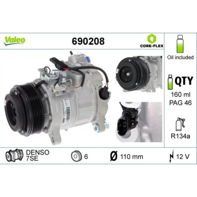 690208 Kompressor, Klimaanlage VALEO CORE-FLEX