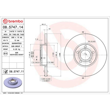 Brembo Bremsscheibe PRIME LINE - UV Coated 08.5747.11 Brembo Bremsscheibe PRIME LINE - UV Coated 08.5747.11