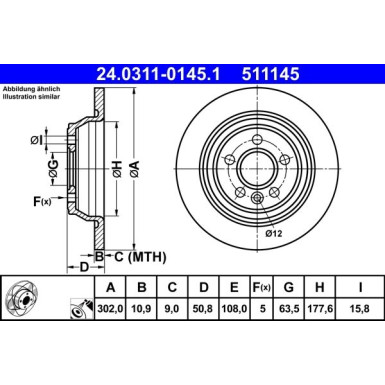 2 x ATE Bremsscheibe | 24.0311-0145.1