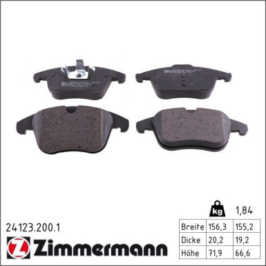 Zimmermann Bremsbelagsatz, Scheibenbremse 24123.200.1