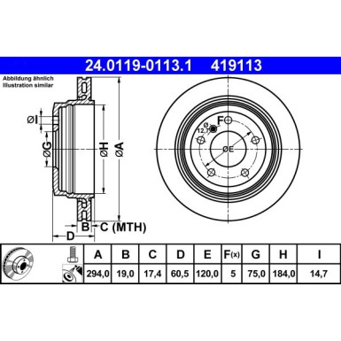ATE | Bremsscheibe | 24.0119-0113.1