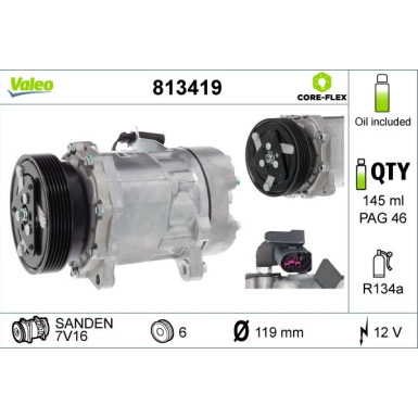 Valeo Kompressor, Klimaanlage VALEO CORE-FLEX 813419 Valeo Kompressor, Klimaanlage VALEO CORE-FLEX 813419