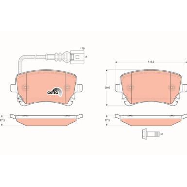 TRW Bremsbelagsatz, Scheibenbremse COTEC GDB1557