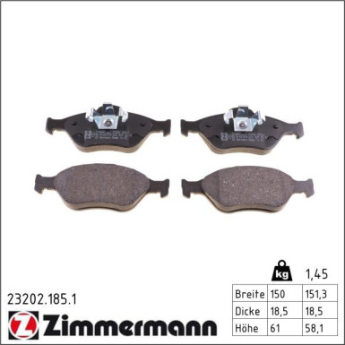 Zimmermann Bremsbelagsatz, Scheibenbremse 23202.185.1