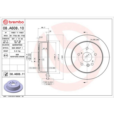 08.A608.11 Bremsscheibe PRIME LINE - UV Coated