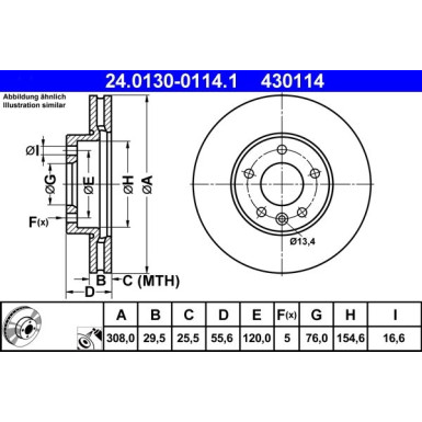 ATE | Bremsensatz, Scheibenbremse | 24.0130-0114.1+13.0460-7236.2