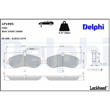 Delphi | Bremsbelagsatz, Scheibenbremse | LP1995