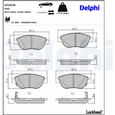 LP2476 Bremsbelagsatz, Scheibenbremse