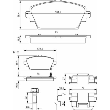BOSCH Bremsbelagsatz, Scheibenbremse 0 986 494 633