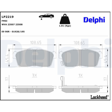 Delphi | Bremsbelagsatz, Scheibenbremse | LP2219