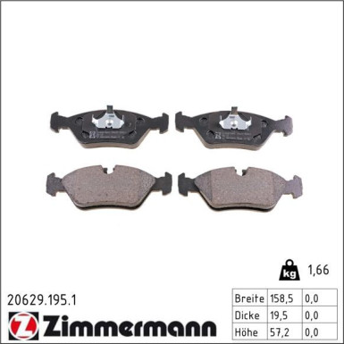 Zimmermann Bremsbelagsatz, Scheibenbremse 20629.195.1