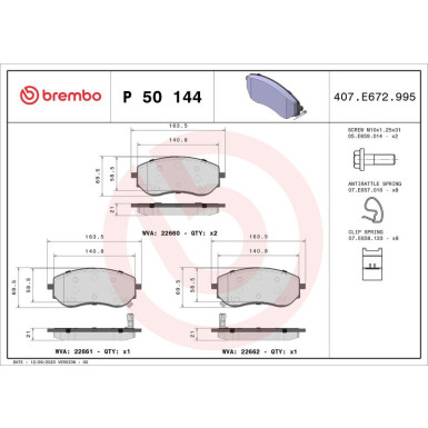 Brembo Bremsbelagsatz, Scheibenbremse PRIME LINE P 50 144