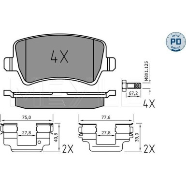 Meyle | Bremsbelagsatz, Scheibenbremse | 025 244 9618/PD