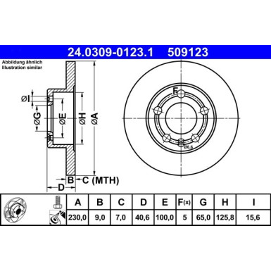 ATE | Bremsensatz, Scheibenbremse | 24.0309-0123.1 + 13.0460-2820.2