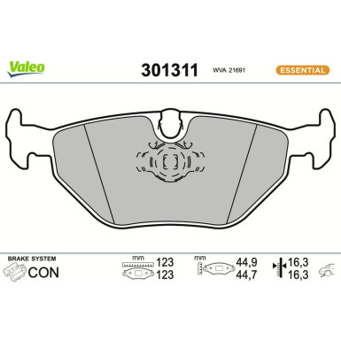 Valeo Bremsbelagsatz, Scheibenbremse ESSENTIAL 301311