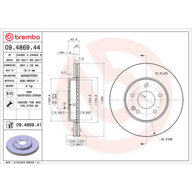 Brembo Bremsscheibe PRIME LINE - UV Coated 09.4869.41