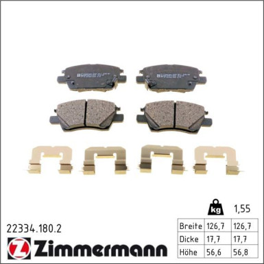 Zimmermann Bremsbelagsatz, Scheibenbremse 22334.180.2