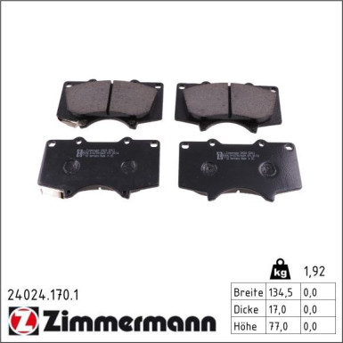 Zimmermann Bremsbelagsatz, Scheibenbremse 24024.170.1
