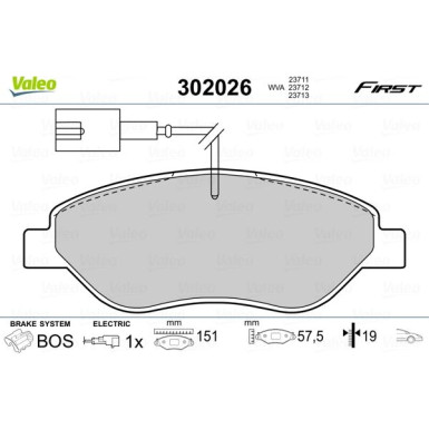 Valeo | Bremsbelagsatz, Scheibenbremse | 302026