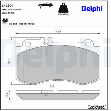 Delphi | Bremsbelagsatz, Scheibenbremse | LP2304