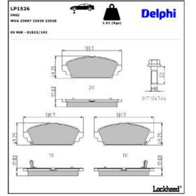Delphi Bremsbelagsatz, Scheibenbremse LP1526