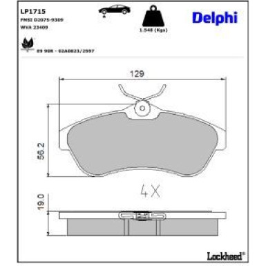 Delphi Bremsbelagsatz, Scheibenbremse LP1715 Delphi Bremsbelagsatz, Scheibenbremse LP1715