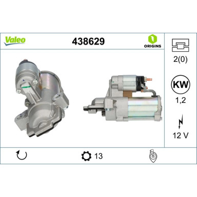 438629 Starter VALEO ORIGINS - NEW O.E. TECHNOLOGIE