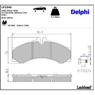 Delphi Bremsbelagsatz, Scheibenbremse LP1046