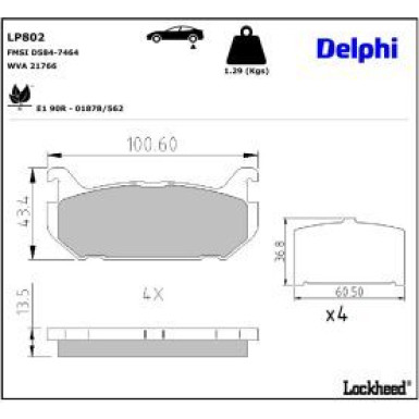 Delphi Bremsbelagsatz, Scheibenbremse LP802