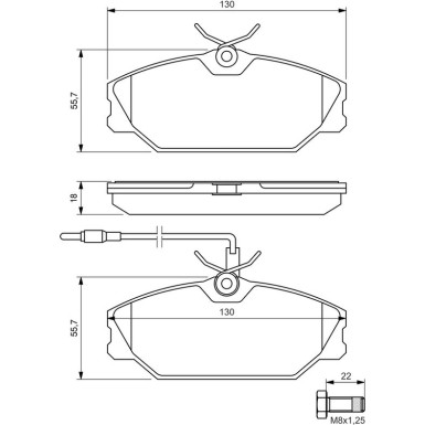 BOSCH Bremsbelagsatz, Scheibenbremse 0 986 461 765