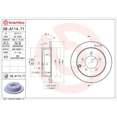 Brembo Bremsscheibe PRIME LINE - UV Coated 08.A114.71