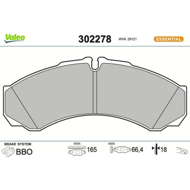 Valeo | Bremsbelagsatz, Scheibenbremse | 302278